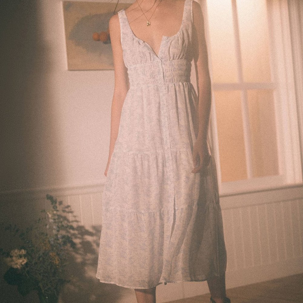 Urban Outfitters Toile Anne Smocked Waist Midi Dress Size Medium NWT